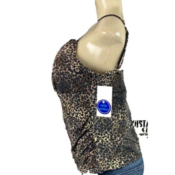 Swimsuits For All 14 Animal Print Caged V- Neckline Ruched Sides Swim Tankini - Picture 3 of 6